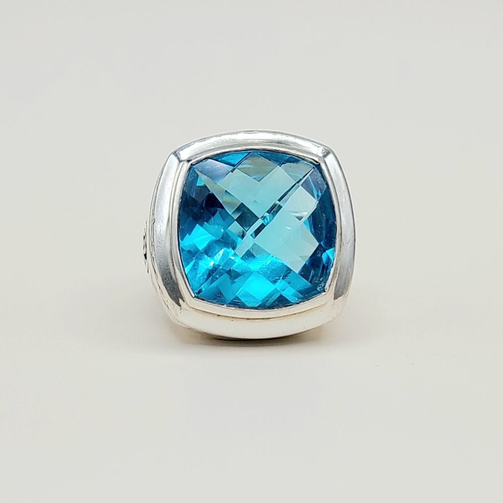 David Yurman Albion 18mm Hampton Blue Topaz Statement Ring